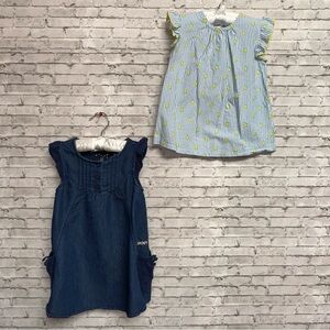 Toddler 3T & 4T Jean Dress Striped Lemon Top DKNY Freestyle Lot of 2 Summer